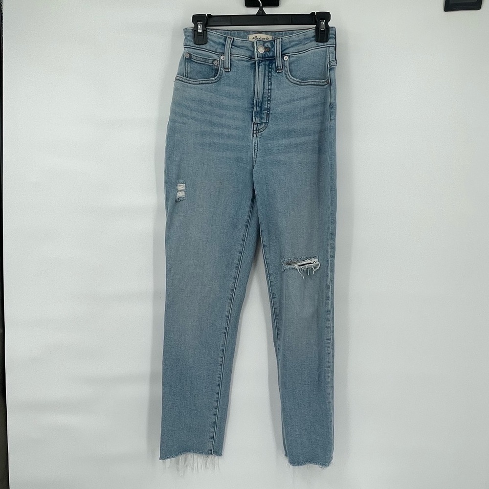Madewell the perfect curvy vintage light wash distressed jeans